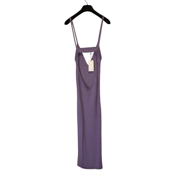 Retrofete Amster Rib Knit Metallic Lilac Purple Backless Midi Dress Size Large - Picture 3 of 12
